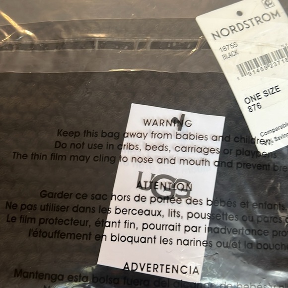 UGG Classic Black Knit Scarf with Fringe - Picture 4 of 4